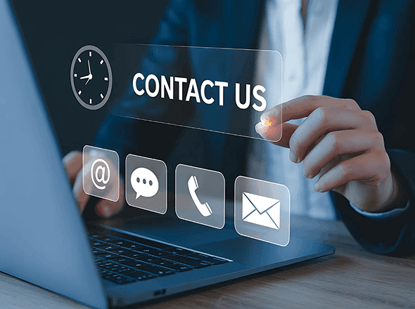 Contact Uber Clone App team illustration with communication icons and support