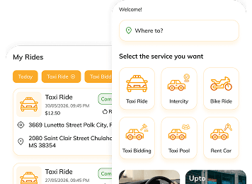 Uber Clone App customer rider app with booking and tracking interface